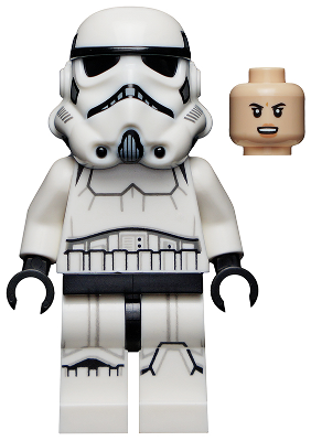 Lego, Minifigure, Star Wars, Imperial Stormtrooper, Female, Dual Molded Helmet with Light Bluish Gray Panels on Back, Light Nougat Head, Angry Smile, SW1168