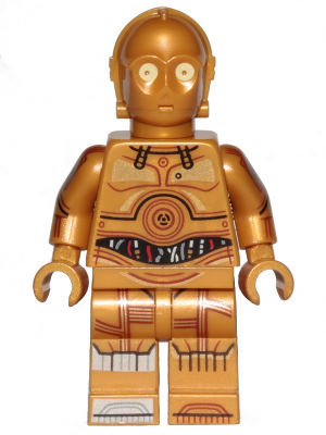 Lego, Minifigure, Star Wars, C-3PO - Printed Legs, Toes and Arms, Bright Light Yellow Eyes, SW1201