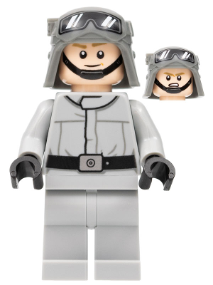Lego, Minifigure, Star Wars, Imperial AT-ST Driver - Helmet with Molded Goggles, Light Bluish Gray Jumpsuit, Plain Legs, SW1217