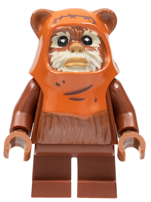 Lego, Minifigure, Star Wars, Wicket (Ewok) - Printed Dark Orange Hood with Wrinkles, SW1218