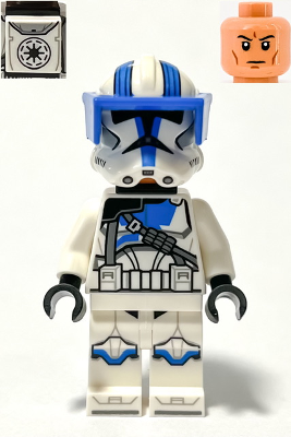 Lego, Minifigure, Star Wars, Clone Heavy Trooper, 501st Legion, Phase 2,  White Arms, Blue Visor, Backpack, Nougat Head, Helmet with Holes, SW1247