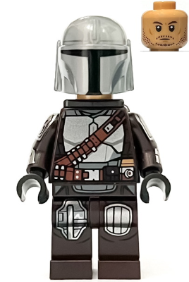 Lego, Minifigure, Star Wars, The Mandalorian / Din Djarin / 'Mando' - Silver Beskar Armor, Jet Pack, Helmet with Top Lines, SW1258