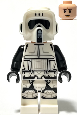 Lego, Minifigure, Star Wars, Imperial Scout Trooper, Male, Dual Molded Helmet, Light Nougat Head, Dark Brown Eyebrows, Frown, SW1265