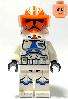 Lego, Minifigure, Star Wars, Clone Captain Vaughn, 501st Legion, 332nd Company (Phase 2) - Helmet with Holes and Togruta Markings, Orange Visor, SW1277