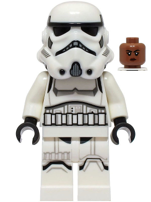 Lego, Minifigure, Star Wars, Imperial Stormtrooper - Female, Dual Molded Helmet with Light Bluish Gray Panels on Back, Shoulder Belts, Medium Brown Head, sw1326