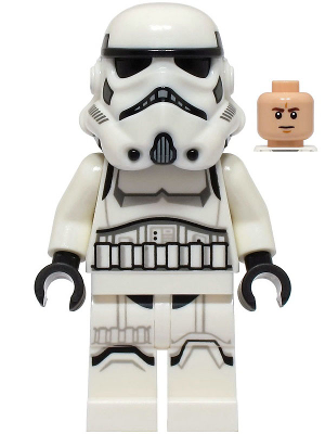 Lego, Minifigure, Star Wars, Imperial Stormtrooper - Male, Dual Molded Helmet with Light Bluish Gray Panels on Back, Shoulder Belts, Light Nougat Head, SW1327