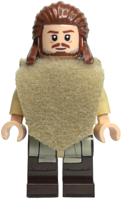 Lego, Minifigure, Star Wars, Episode 1, Qui-Gon Jinn - Poncho, Reddish Brown and Light Bluish Gray Beard, SW1334