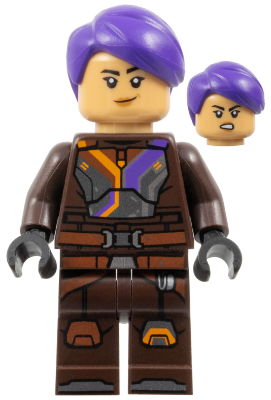 Lego, Minifigure, Star Wars, Sabine Wren - Dark Brown Armor, Dark Purple Hair, sw1395