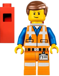 Lego, Minifigure, The Lego Movie, Emmet, Lopsided Closed Mouth Smile, with piece of resistance, TLM018