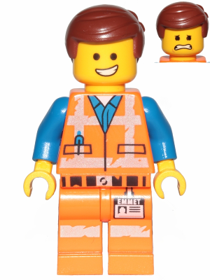 Lego, Minifigure, The Lego Movie 2, Emmet - Smile / Scared, Worn Uniform, TLM125