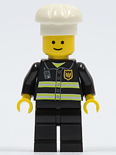 Lego, Minifigure, City, Town, Fire - Reflective Stripes, Black Legs, White Chef Toque, TWN092