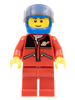 Lego, Minifigure, City, Town, Red Jacket with Zipper Pockets and Classic Space Logo, Red Legs, Blue Helmet, TWN163