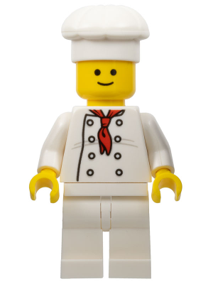 Lego, Minifigure, City, Town, Chef, White Torso with 8 Buttons, Light Bluish Gray Wrinkles, WITH Back Print, White Legs, Standard Grin, TWN192a