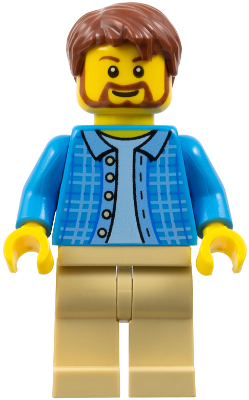 Lego, Minifigure, City, Town, Dad - Beard, Shirt with Buttons, TWN235