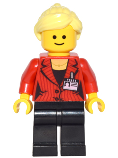 Lego, Minifigure, City, Town, Press Woman / Reporter - Bright Light Yellow Hair Female Ponytail, TWN259