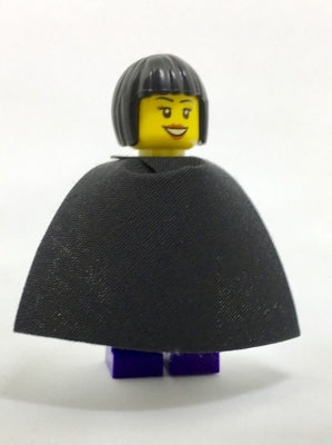 Lego, Minifigure, City, Female Dark Purple Blouse with Gold Sash and Flowers, Dark Purple Legs, Black Bob Cut Hair, Cape, TWN281