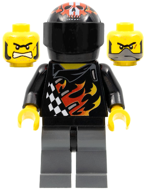 Lego, Minifigure, World Racers, Backyard Blaster 1 (Bart Blaster) - Standard Helmet, Black Visor, WR002