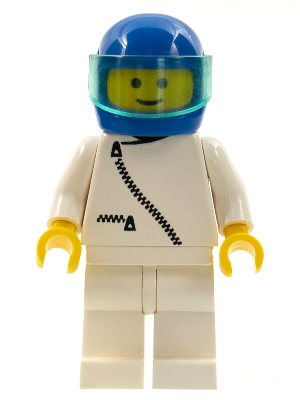 Lego, Minifigure, City, Jacket with Zipper - White, White Legs, Blue Helmet, Trans-Light Blue Visor, ZIP008
