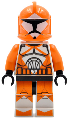 Clone Bomb Squad Trooper, Orange, Phase 1 Helmet, Large Eyes, Lego Star Wars Minifigure, sw0299