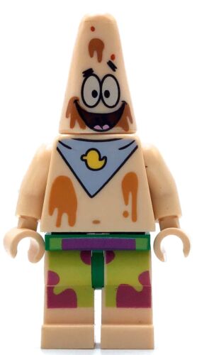 Patrick Star with Bib, Chocolate Ice Cream Splotches, Lego Minifigure, Bob030