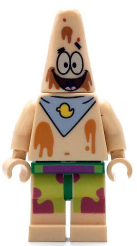 Patrick Star with Bib, Chocolate Ice Cream Splotches, Lego Minifigure, Bob030