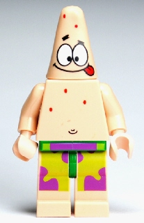 Lego, Minifigure, Sponge Bob Square Pants, Patrick Star with Tongue out, Bob022