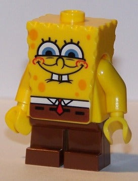 Lego, Minifigure, SpongeBob SquarePants, Smile with Squint, teeth bite, BOB019