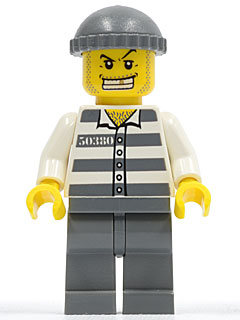 Lego, Minifigure, City, Police, Jail Prisoner, Knit Cap, Gold Tooth, CTY0040