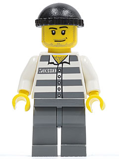 Lego, Minifigure, City, Police, Jail Prisoner, Knit Cap, CTY0200