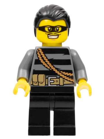 Lego, Minifigure, City, Police, Burglar, Male, Knit Cap, Mask, Black Hair CTY0363