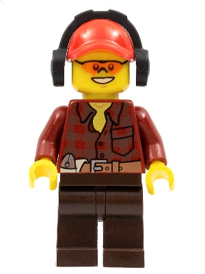 Lego, Minifigure, City, Town, Lumberjack, Flannel Shirt, Red Cap with Headphones, CTY0405