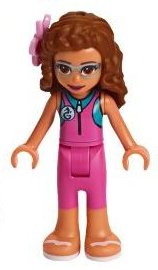 Lego, Minifigure, Friends, Olivia, Nougat, Dark Pink Wetsuit, FRND307