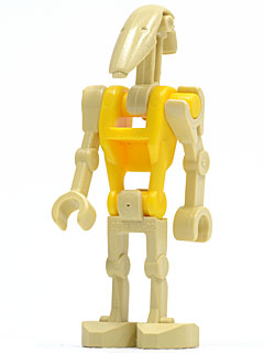 Lego, Minifigure. Star Wars, Battle Droid Commander with Straight Arm and Yellow Torso SW0184