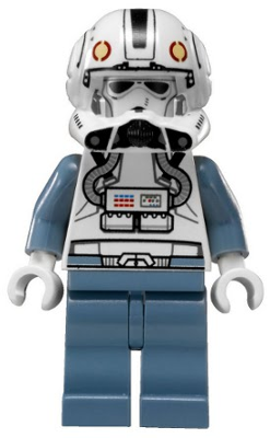 Clone Trooper V-wing Pilot Phase 2, Sand Blue Arms and Legs, White Head, Lego Star Wars Minifigure, sw0281