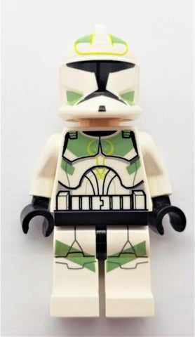 Lego, Minifigure, Star Wars, Clone Trooper, Horn Company, Phase 1 Helmet, Sand Green and Lime Markings, Large Eyes, SW0298