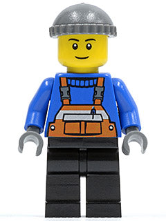 Lego, Minifigure, City, Town, Tree Salesman, Overalls with Safety Stripe Orange, TWN123a