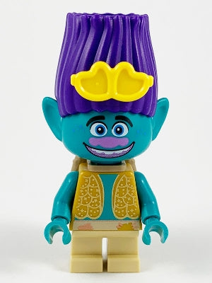 Lego, Minifigure, Trolls World Tour, Branch with Yellow Sunglasses and Dark Tan Backpack, TWT007